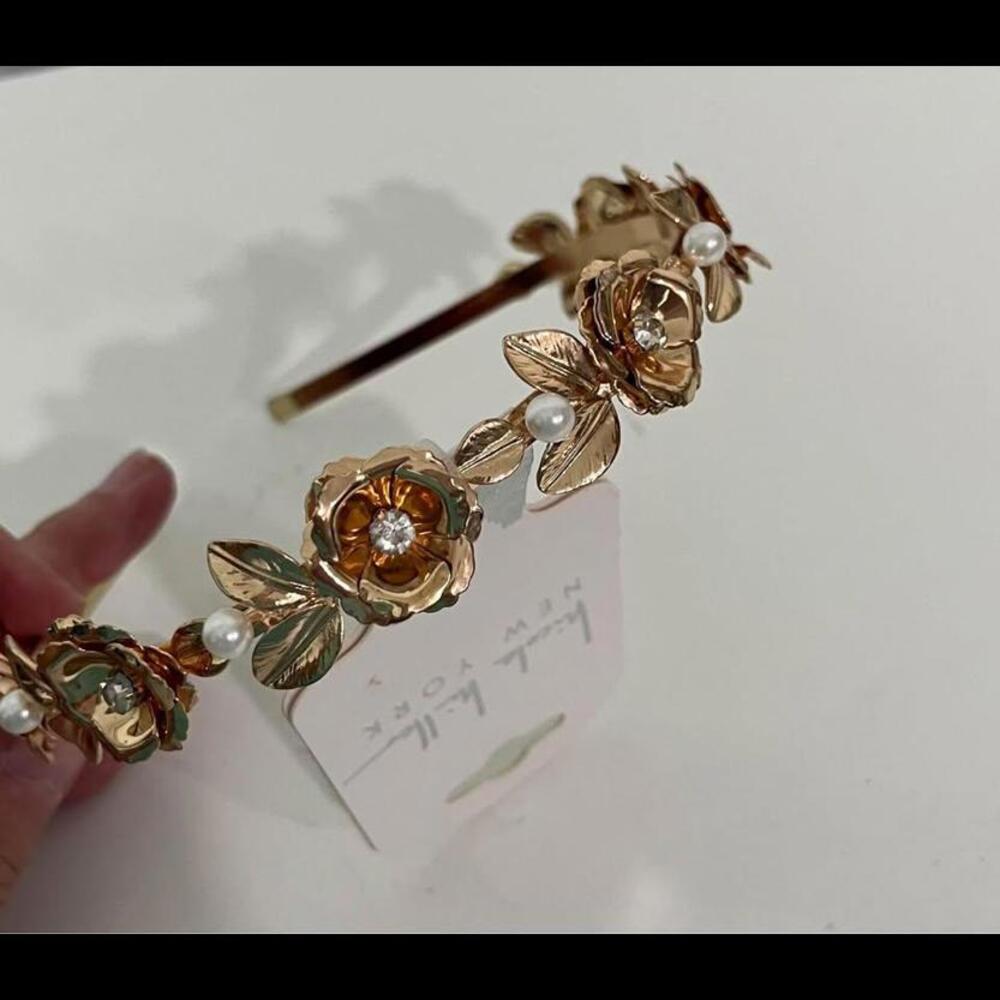 Nicole Miller Pearl and Gold Flowered Headband